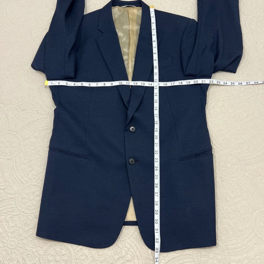 Armani Collezioni Mens Navy Blue Wool Hopsack‎ 2-Button Blazer Sport Coat 44R